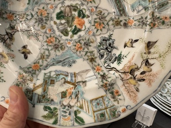 Rare service en porcelaine de KPM &agrave; d&eacute;cor famille verte de Canton, Chine et Allemagne, 19&egrave;me