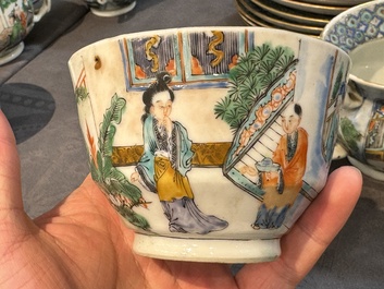 Service &agrave; th&eacute; de 27 pi&egrave;ces en porcelaine de Chine famille verte de Canton, 19&egrave;me