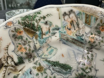 Rare service en porcelaine de KPM &agrave; d&eacute;cor famille verte de Canton, Chine et Allemagne, 19&egrave;me