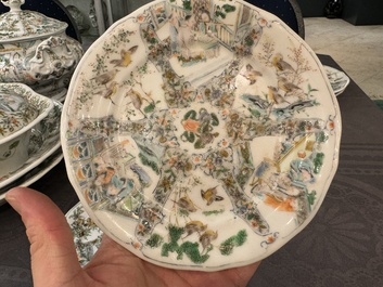 Rare service en porcelaine de KPM &agrave; d&eacute;cor famille verte de Canton, Chine et Allemagne, 19&egrave;me