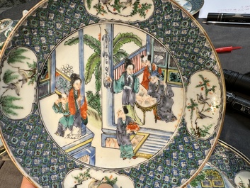A rare Chinese Canton famille verte 27-piece tea service, 19th C.