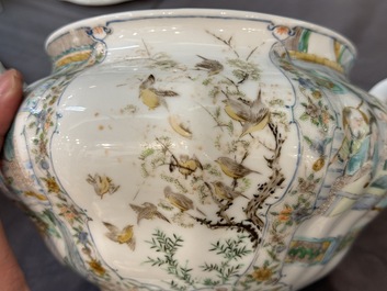 Rare service en porcelaine de KPM &agrave; d&eacute;cor famille verte de Canton, Chine et Allemagne, 19&egrave;me