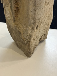 A stone sculpture of a man with the Freemasonry logo, probably France, 18th C.