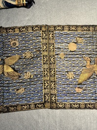 A pair of Chinese gold-thread-embroidered silk 'rank badges' with wild geese, 19th C.