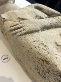 A stone sculpture of a man with the Freemasonry logo, probably France, 18th C.