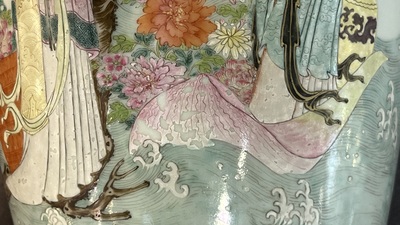 A Chinese famille rose 'Lan Caihe' vase, Qianlong mark and of the period