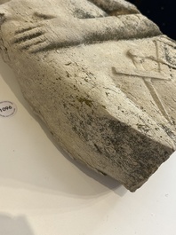 Buste d'homme ma&ccedil;onnique en pierre sculpt&eacute;e, probablement France, 18&egrave;me
