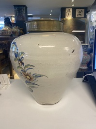 A polychrome pottery 'St. Vincent' tobacco jar, France, 18th century
