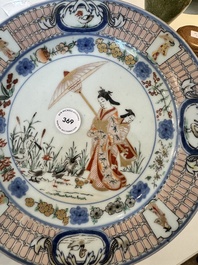 A Japanese Imari 'Parasol Ladies' plate after Cornelis Pronk, Edo, 18th C.