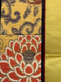 Three Chinese embroidered silk cloths with figural designs, 19/20th C.