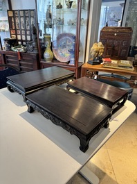 Three Chinese zitan wooden tables, 19/20th C.