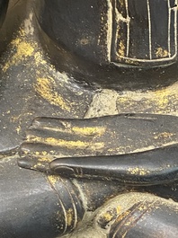 A Burmese bronze Shan Buddha with traces of gilt, 16/17th C.