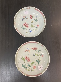 A pair of Chinese famille rose 'Xi Xiang Ji' plates and a pair of 'floral' plates, Yongzheng