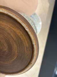 A Chinese ge-type 'gu' vase and an iron-rust-glazed bowl, 19th C.