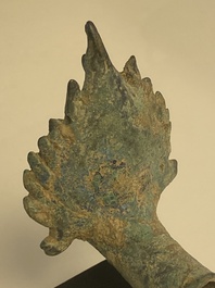 A various collection of bronze khmer palanquin hooks, a bell and a dagger, Angkor Wat periode, Thailand, 12th C.