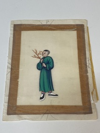 Collection vari&eacute;e de peintures sur papier de riz &agrave; d&eacute;cor des personnages, Chine, Canton, 19&egrave;me