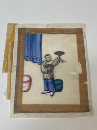 Collection vari&eacute;e de peintures sur papier de riz &agrave; d&eacute;cor des personnages, Chine, Canton, 19&egrave;me