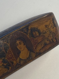 A collection of eight lacquered papier-mach&eacute; pen boxes or qalamdans, Qajar, Persia, 19th C.