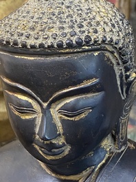 A Burmese bronze Shan Buddha with traces of gilt, 16/17th C.