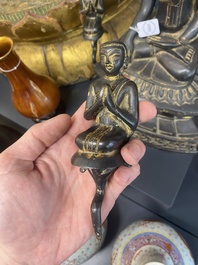 A Burmese bronze Shan Buddha with traces of gilt, 16/17th C.