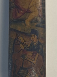 Collection de huit plumiers ou qalamdans en papier m&acirc;ch&eacute; laqu&eacute;, art qajar, la Perse, 19&egrave;me