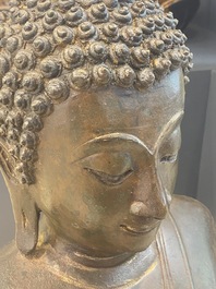 Bouddha en bhumisparsha mudra en bronze, Tha&iuml;lande, 18/19&egrave;me