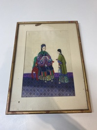 Collection vari&eacute;e de peintures sur papier de riz &agrave; d&eacute;cor des personnages, Chine, Canton, 19&egrave;me