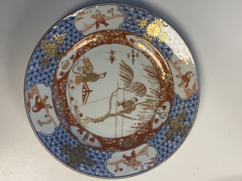 Four Chinese Imari-style 'Xi Xiang Ji' plates, Yongzheng