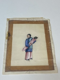 Collection vari&eacute;e de peintures sur papier de riz &agrave; d&eacute;cor des personnages, Chine, Canton, 19&egrave;me