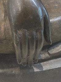 Bouddha en bhumisparsha mudra en bronze, Tha&iuml;lande, 18/19&egrave;me