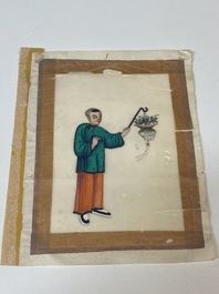 Collection vari&eacute;e de peintures sur papier de riz &agrave; d&eacute;cor des personnages, Chine, Canton, 19&egrave;me