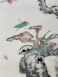 Wang Xuetao 王雪濤 (1903-1982): 'Bird and insects', ink and colour on paper