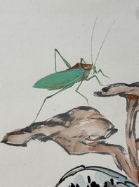 Wang Xuetao 王雪濤 (1903-1982): 'Vogel en insecten', inkt en kleur op papier