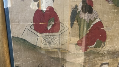 Chinese school: 'Folk tale', ink and colour on silk, 19th C.