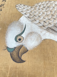 Follower of Lu Ji 呂紀 (1439&mdash;1505): 'Eagle and sunrise', ink and colour on silk, Ming or later