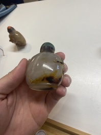 Neuf tabati&egrave;res en agate, Chine, 19/20&egrave;me