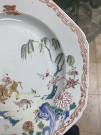 Two pairs of Chinese famille rose plates, Yongzheng/Qianlong