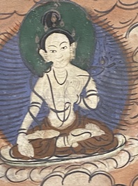 Een thangka met Groene Tara, Tibet, 18/19e eeuw