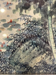 Pu Xinyu 溥心畬 (1896-1963): 'Kat en konijn' en Wu Xizeng 吳熙曾 (1904-1972): 'Landschap', inkt en kleur op papier