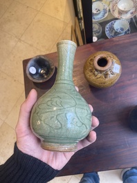 Five various Chinese monochrome-glazed vases and a bowl, Yuan and later