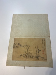 Chinese school: Five various works with landscapes and flowers, ink and colours on silk, signed Zizhou 子帚, 19/20th C.