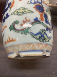 Six various Chinese porcelain vases and one covered jar, 19/20th C.