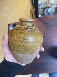 Five various Chinese monochrome-glazed vases and a bowl, Yuan and later