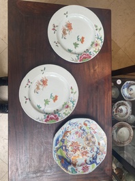 Six Chinese famille rose plates with floral design, Qianlong