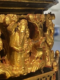 A Chinese gilt lacquer altar piece or 'chanab' for the Straits or Peranakan market, 19/20th C.