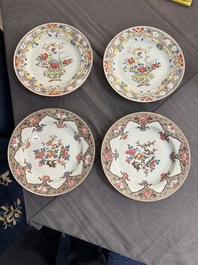 Four Chinese famille rose plates with floral design, Qianlong