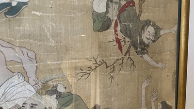 Chinese school: 'Folk tale', ink and colour on silk, 19th C.