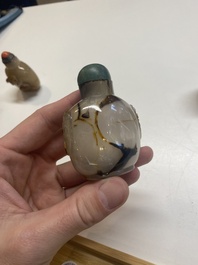 Nine Chinese agate snuff bottles, 19/20th C.