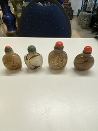 Nine Chinese agate snuff bottles, 19/20th C.