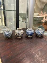 Four Annamese or Vietnamese blue and white covered boxes and four jarlets, Hoi An shipwreck, 15/16th C.